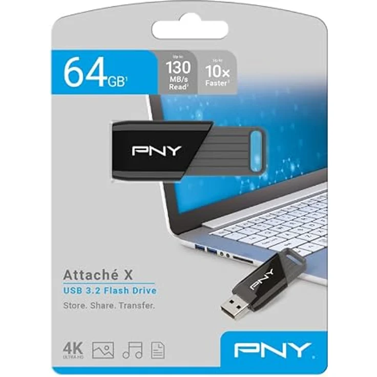 PNY Attaché X USB-Stick 64 GB, USB 3.2 Gen 1 mit bis zu 130 MB/s, schwarz – Bild 10