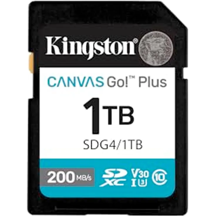 Kingston Canvas Go Plus SDXC Speicherkarte Gen4, 1TB, 200MB/s, C10 UHS-I U3 V30, für 4K-UHD-Videos