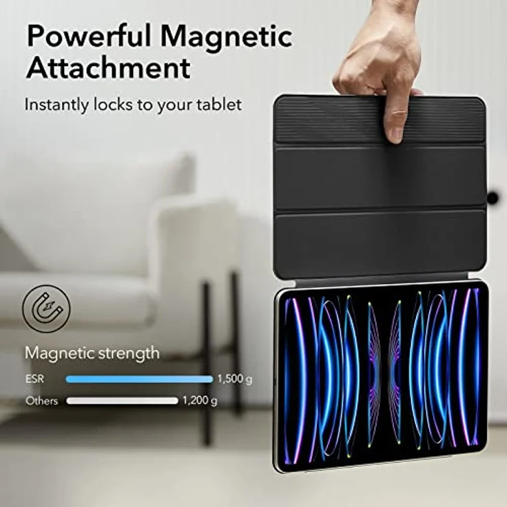 ESR Hülle kompatibel mit iPad Pro 11? 2020, praktischer Magnetverschluss [Unterstützt Apple Pencil Koppeln & Laden] Trifold Standhülle, Smart Case, Auto Schlaf Schwarz - Preisvergleich – Bild 3