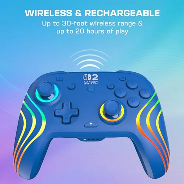 Turtle Beach Afterglow Wave Wireless RGB Gaming Controller für Nintendo Switch 2, blaue Beleuchtung, 20 Stunden Akkulaufzeit, TMR Sensortechnologie – Bild 7