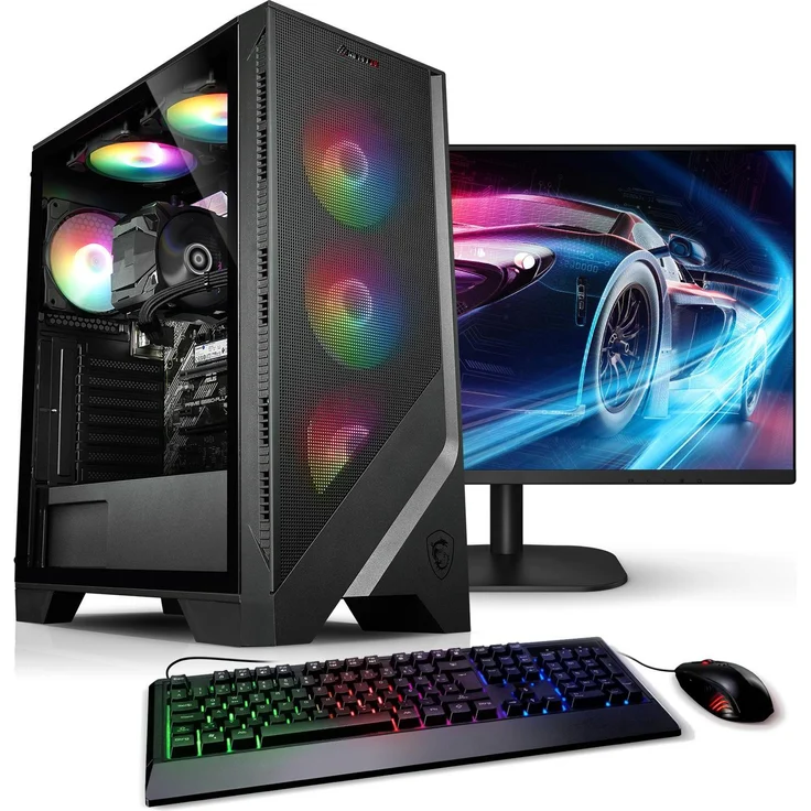 Kiebel Online Gamer, Desktop-PC mit AMD Ryzen 5 4600G, 8 GB RAM und 1000 GB SSD, Schwarz