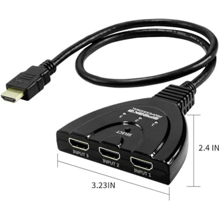 SpeaKa Professional SP-HDSW-200 3 Port HDMI-Switch Ultra HD-fähig 7680 x 4320 Pixel, Schwarz – Bild 2