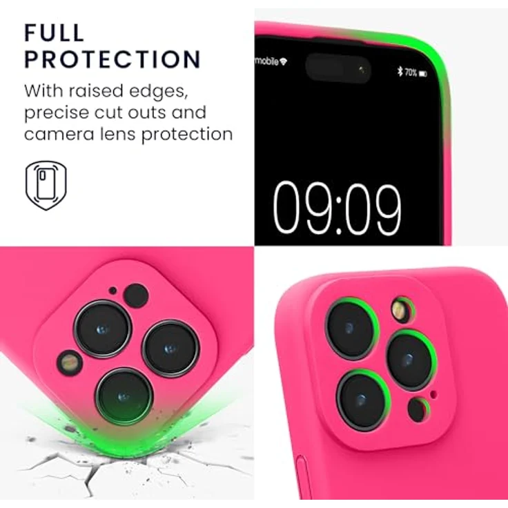 kwmobile Handyhülle kompatibel mit Apple iPhone 16 Pro - gummierte Handy Case aus Silikon in Neon Pink – Bild 3
