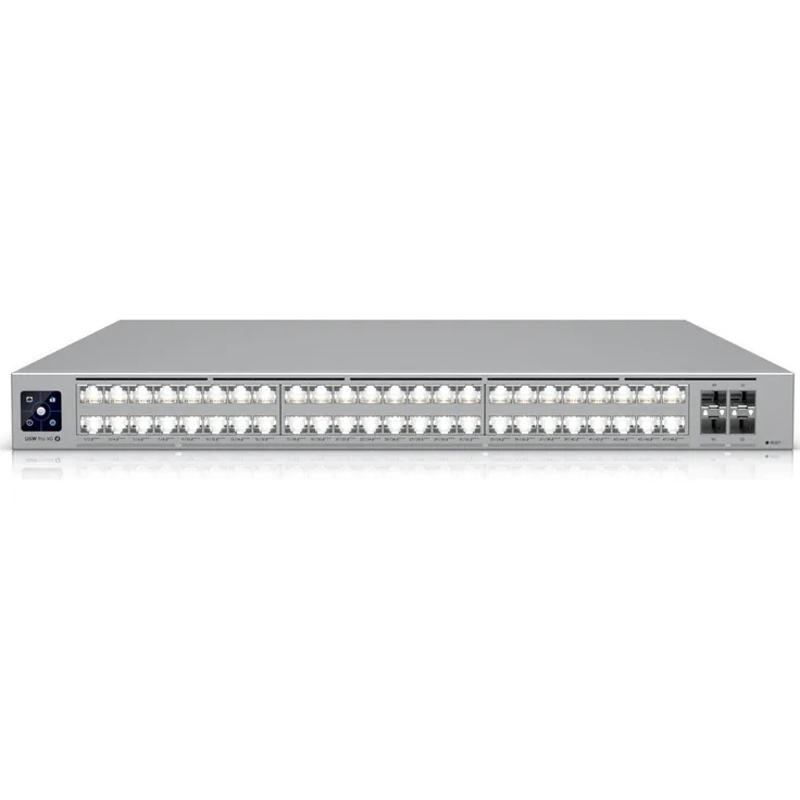 Ubiquiti UniFi Switch Pro 48, 48-port Layer 3-Netzwerk Switch mit 4 SFP28-Ports, PoE bis 1080 W, Silber