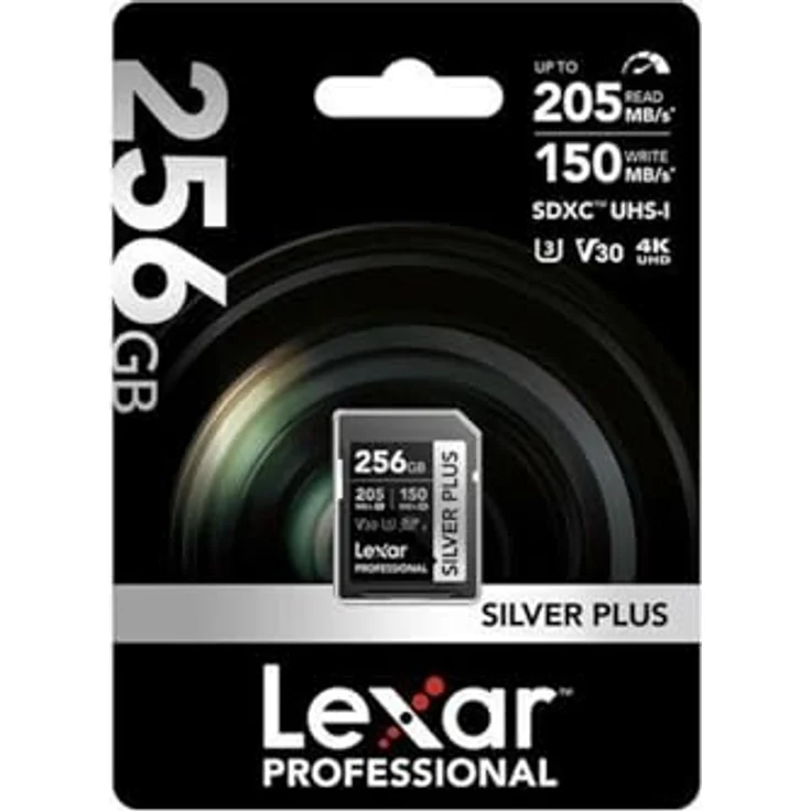 Lexar Professional Silver Plus 256GB SDXC V30 UHS-I SD-Karte, schwarz/silber, 205 MB/s Lesegeschwindigkeit, 150 MB/s Schreibgeschwindigkeit, stoßfest und temperaturbeständig – Bild 4