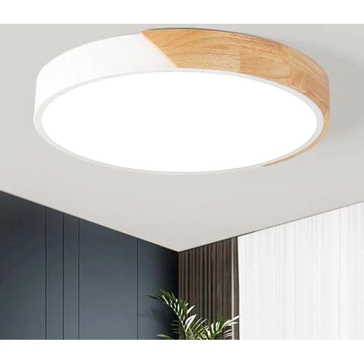 Style home 48W Deckenlampe LED Deckenleuchte Holz Runde Flach Leuchte, dimmbar mit Fernbedienung, Ø40x4cm - für Wohnzimmer Schlafzimmer Büro Küche Diele Flur, Warmweiß bis Kaltweiß – Bild 1