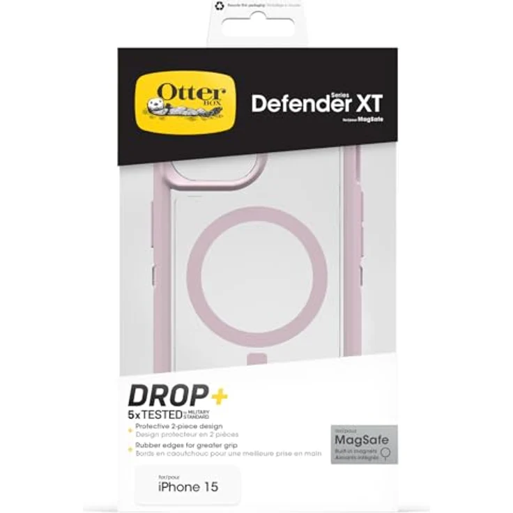 OtterBox Defender Series XT Clear MagSafe Hülle für iPhone 16e, 15, 14, 13, stoßfest, ultra-robust, 7X militärisch getestet, transparent/lila – Bild 5