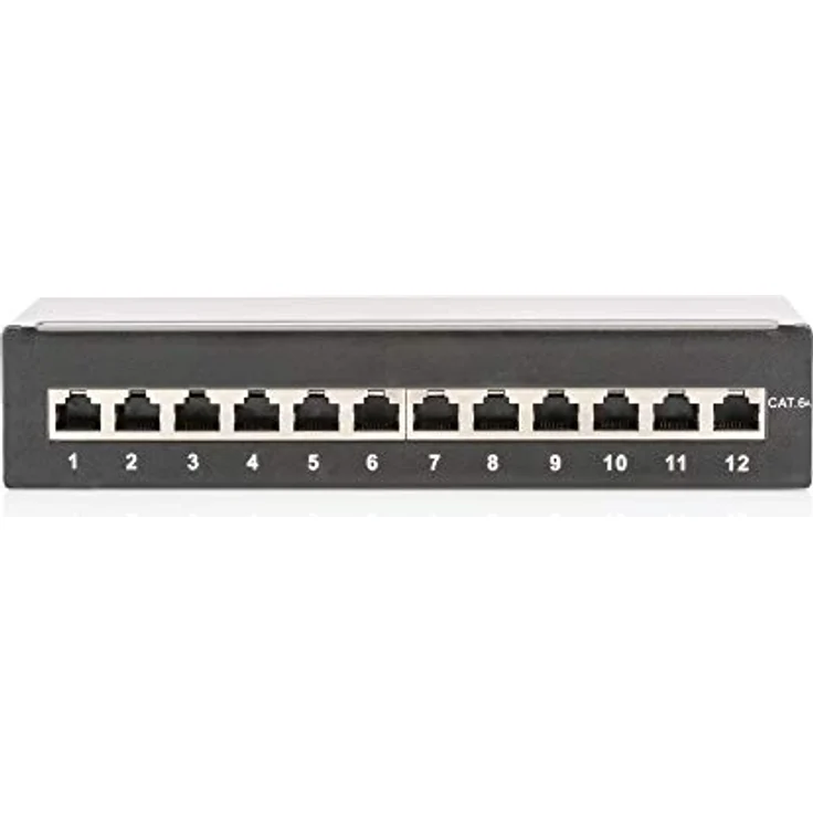 Digitus DN-91612SD-EA 12 Port Netzwerk-Patchbox CAT 6a, 1 HE, Schwarz (RAL 9005), vollgeschirmte RJ45-Buchsen für optimale Performance – Bild 8