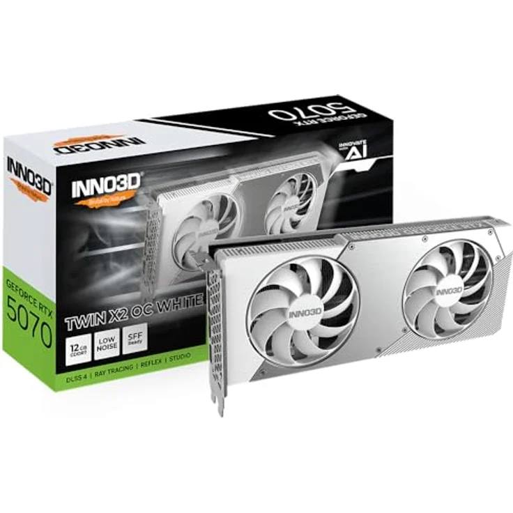 Inno3D GeForce RTX 5070 TWIN X2 OC WEISS NVIDIA 12 GB GDDR7, Next-Gen-Grafikkarte mit 12 GB Speicherbandbreite und PCIe 5.0-Unterstützung – Bild 1
