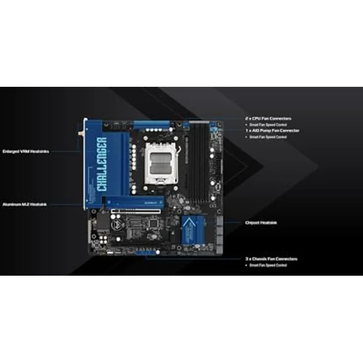 ASRock B850M Challenger WiFi AM5 mATX Mainboard, 8+1+1 Phasen Power Design, DDR5, PCIe 5.0, WiFi 7, Bluetooth 5.4, schwarze Platine – Bild 4