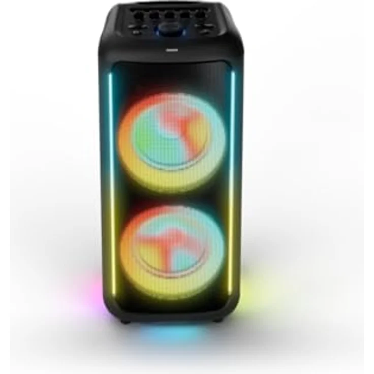 Philips TAX5000E, Bluetooth-Party-Lautsprecher mit 200 W, Bass+, Lichtshow, 14 Std. Akku, IPX4-Spritzwasserschutz, Mikro-/Gitarren-Eingänge, TWS, Auracast, App-Steuerung, tragbar mit Rädern und Griff – Bild 6