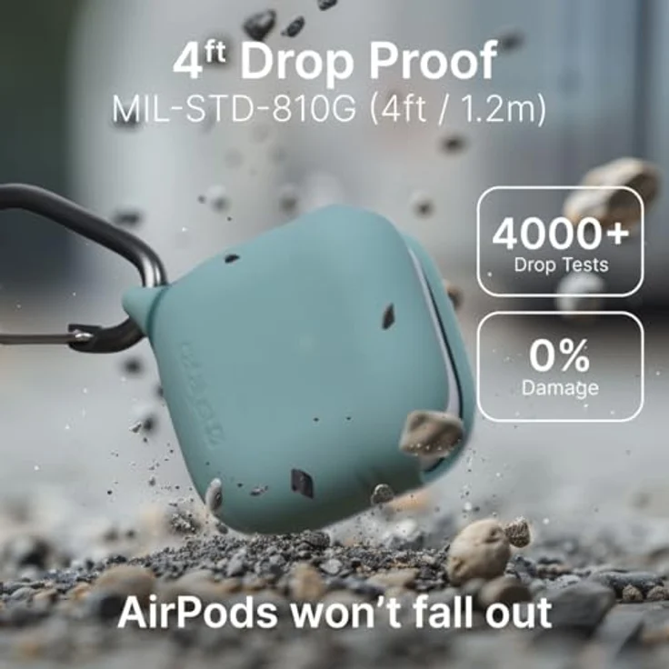 Catalyst Wasserdichtes Case für Apple AirPods, IP67 Schutzhülle mit Karabinerhaken, grün – Bild 4