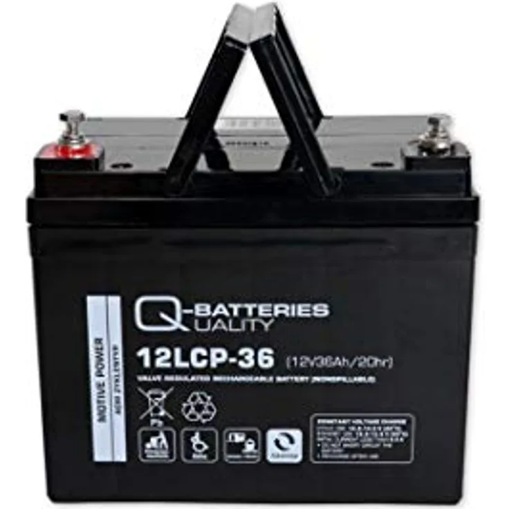 Quality Batteries Q-Batteries 12LCP-36, 12V - 36Ah AGM Blei Akku, Deep Cycle VRLA, rüttelfest und wartungsfrei