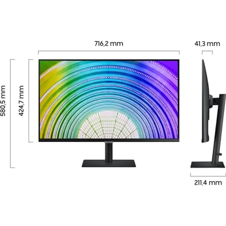 Samsung ViewFinity S6U Business Monitor, 32 Zoll, VA-Panel, 2.560 x 1.440 Pixel, Freesync, 75 Hz, 5 ms, USB-C 90W, Pivot, Schwarz – Bild 2