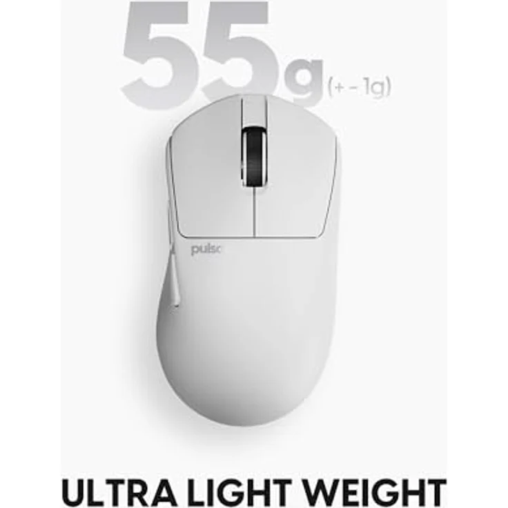 Pulsar Gaming Gears X3, Kabellose Gaming-Maus mit 32000 DPI, Ultraleicht (55 g), Hybrid-Ergonomie, XS-1-Sensor, 8K-kompatibel, Medium, Weiß – Bild 5