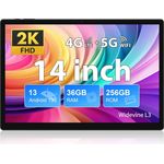 FASTWD 11580 mAh Widevine L3, 13 MP + 8 MP, GPS/BT5 36 GB RAM Tablet (14", 256 GB, Android 13, Schwarz)