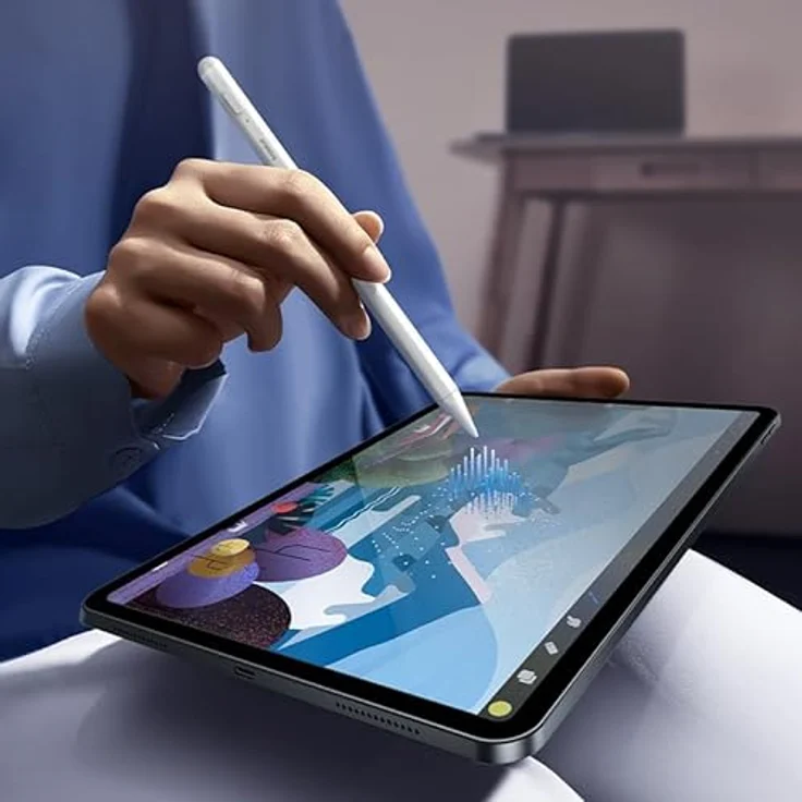 Baseus Smooth Writing Stylus Lite, Eingabestift mit LED-Anzeigen, aktiv, weiß, inklusive Ersatzspitze und USB-C-Ladekabel – Bild 7
