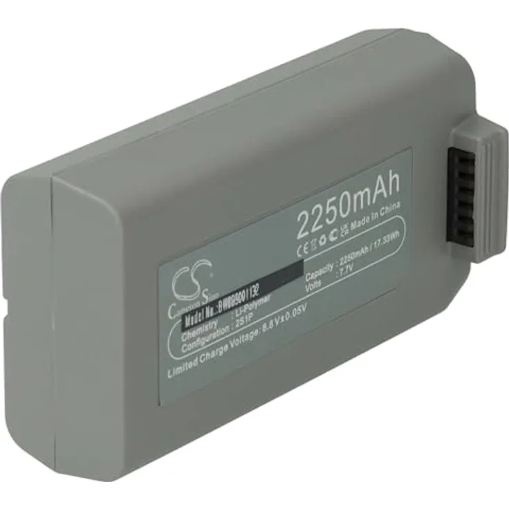 vhbw 2250 mAh Li-Polymer Akku für DJI Mavic Mini SE und Mini 2 Drohne, grau, leistungsfähiger wiederaufladbarer Ersatzakku