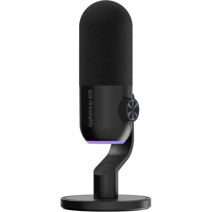 streamplify MIC MINI, USB-C Mikrofon mit Cardioid-Aufnahme, Rauschunterdrückung, RGB-Beleuchtung, Headphone-Monitoring und Gain-Regler