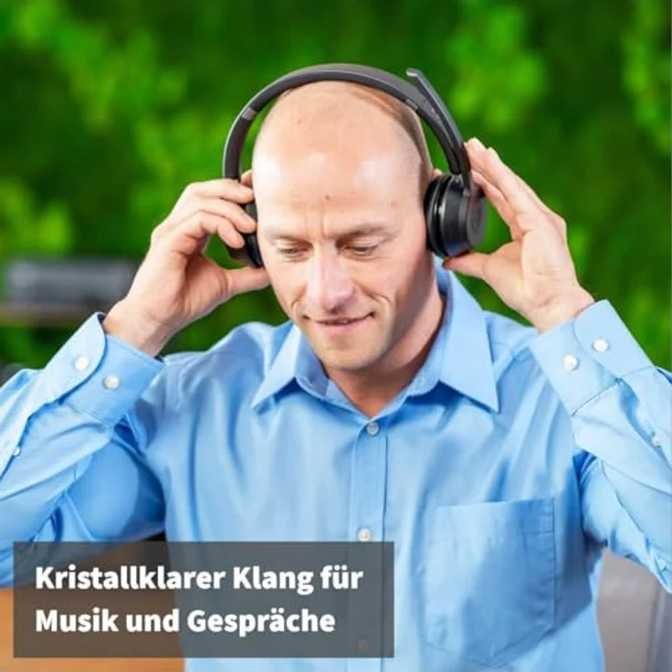 GEQUDIO GB-2 Headset Bluetooth, kabellos mit Mikrofon, passives Noise Cancelling, 2 Geräte gleichzeitig verbinden, lange Akkulaufzeit, mit Ladestation – Bild 3