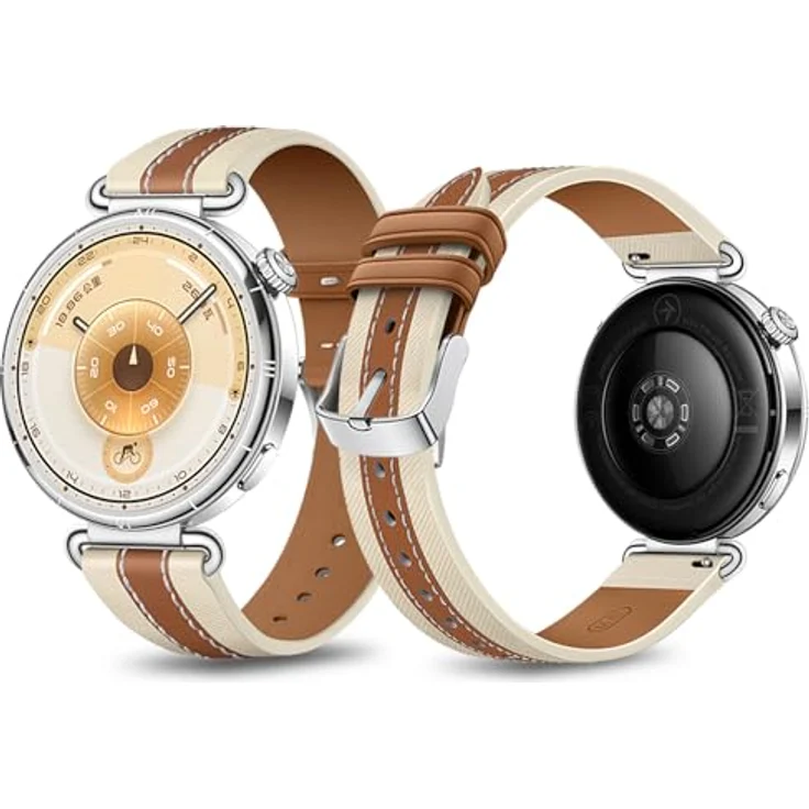 GIOPUEY Echtleder Armband für Huawei Watch GT 6 41mm/GT5/GT4, verschleißfest und atmungsaktiv, braun – Bild 4