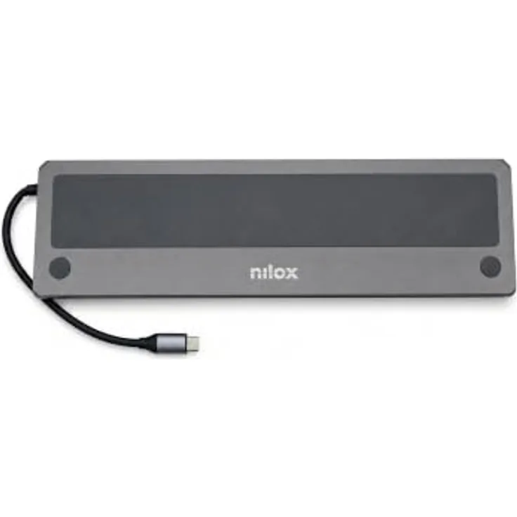 Nilox 13 in 1 USB-C Hub, Docking Station in Grau mit Slim Fit Design und Plug & Play Funktion