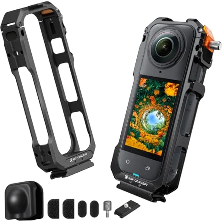 K&F CONCEPT Käfig Kamerakäfig für Insta360 X5, Aluminiumlegierung mit 1/4" Schraubenlöchern und Zubehörbefestigung – Bild 1
