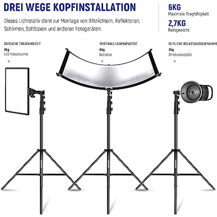 Neewer Lighting Tripod 400 cm, Aluminium-Stativ für professionelle Foto- und Videoaufnahmen – Bild 4