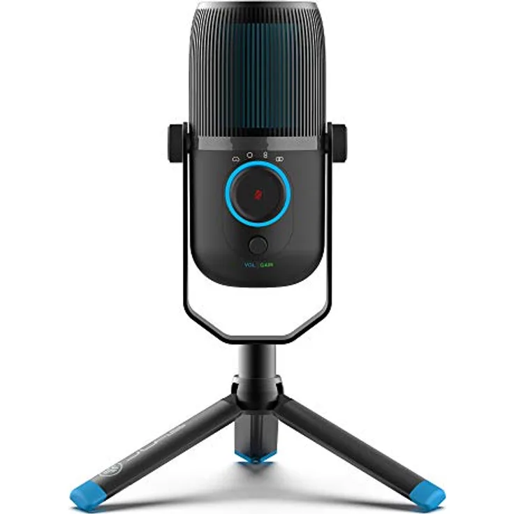 JLab Talk USB Mikrofon PC Plug und Play mit USB-C, 4 Richtcharakteristiken, Lautstärkeregelung und Stummschaltung – Streaming Mikrofon Stativ, Podcast Mikrofon, Gaming Mikrofon