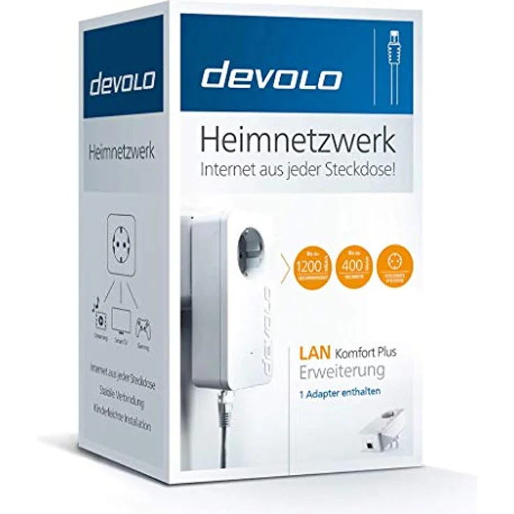 devolo LAN Komfort Plus - Bridge - GigE, HomePlug AV (HPAV) - an Wandsteckdose anschließbar - Preisvergleich – Bild 2