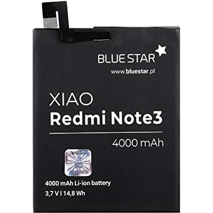 BlueStar Akku Ersatz für Xiaomi Redmi Note 3 4000 mAh Li-lon Smartphone-Akku, BM46, schwarz