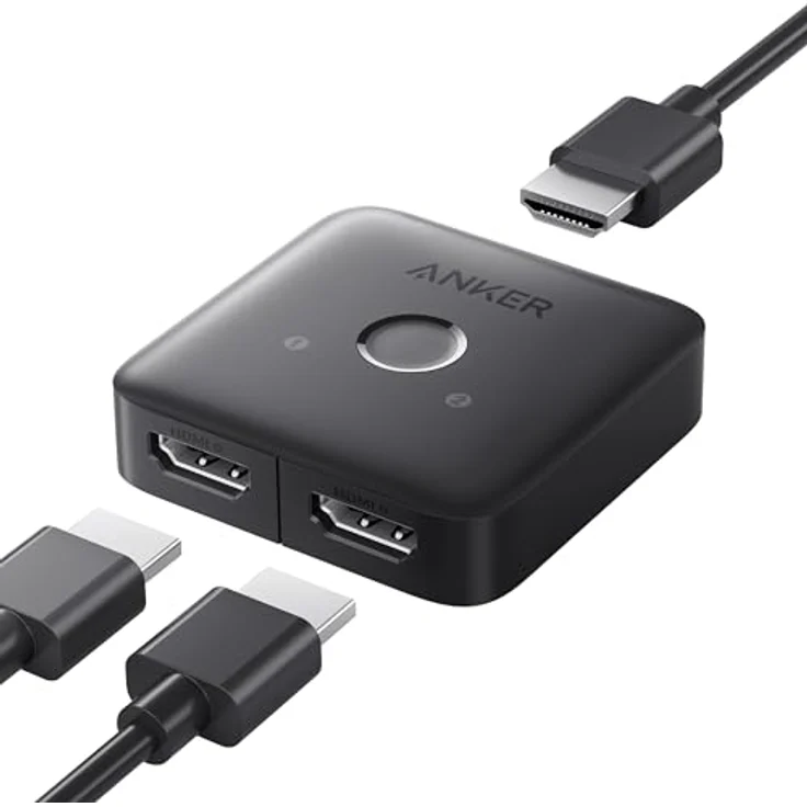 Anker HDMI-Switch, 4K @ 60 Hz, bidirektionaler Switch, 2-in-1-Ausgang, unterstützt HDR, 3D, Dolby, kompatibel mit Laptops, PC, Xbox Series, PS5/PS4, Projektor - glatte Oberfläche – Bild 1