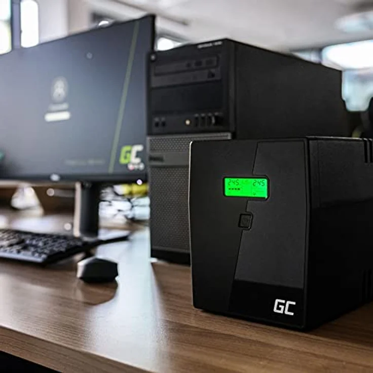 Green Cell® UPS USV Unterbrechungsfreie Stromversorgung 800VA (480W) mit Überspannungsschutz 230V Line-Interactive Spannungsregelung AVR USV-Anlage USB/RJ11 2X Schuko Ausgänge LCD Bildschirm – Bild 3