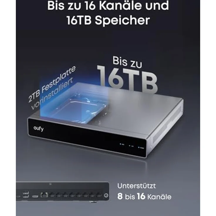 eufy NVR Security System E40, 4K Ultra-HD Netzwerkkamera mit 122° Weitwinkel, Nachtsicht, 2TB Speicher, Schwarz – Bild 7