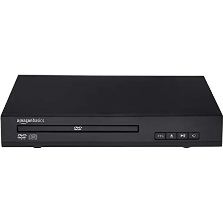 Amazon Basics Mini-DVD-Player mit Text-to-Speech-Technologie, RCA und Fernbedienung, Schwarz