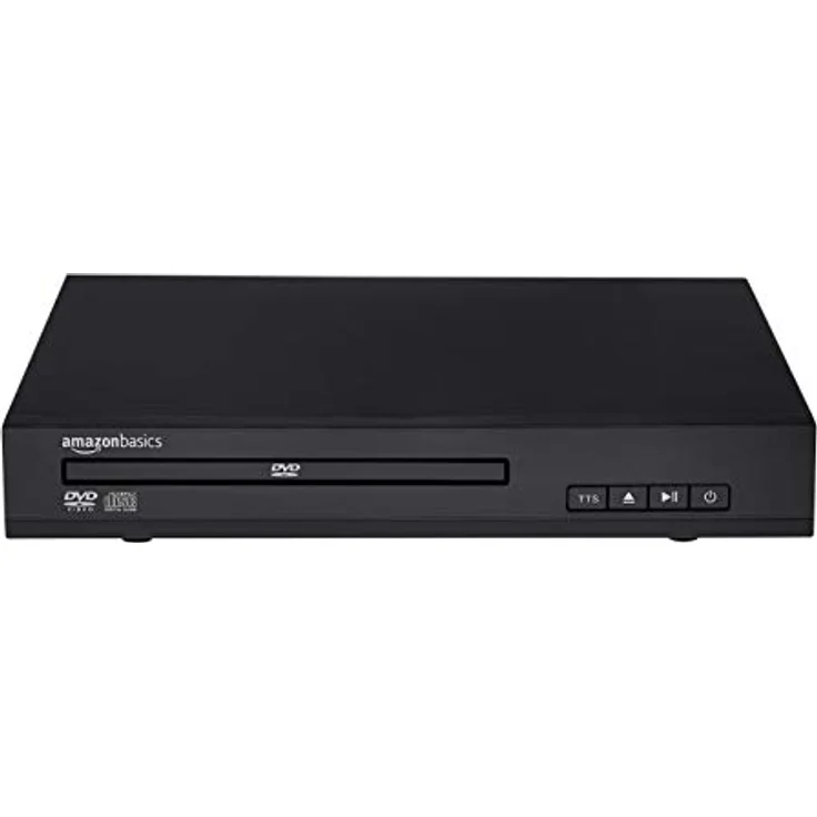 Amazon Basics Mini-DVD-Player mit Text-to-Speech-Technologie, RCA und Fernbedienung, Schwarz – Bild 1