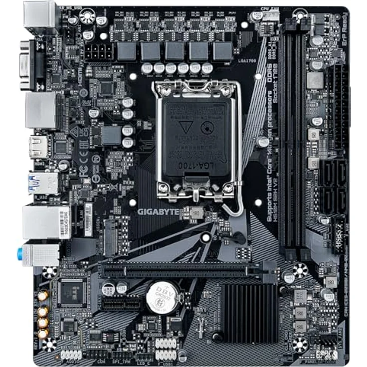 Gigabyte H610M S2H V2 Motherboard - Unterstützt Intel Core 14th CPUs, 4+1+1 Hybrid Phasen Digital VRM, bis zu 5600MHz DDR5, 1xPCIe 3.0 M.2, GbE LAN, USB 3.2 Gen 1 – Bild 2