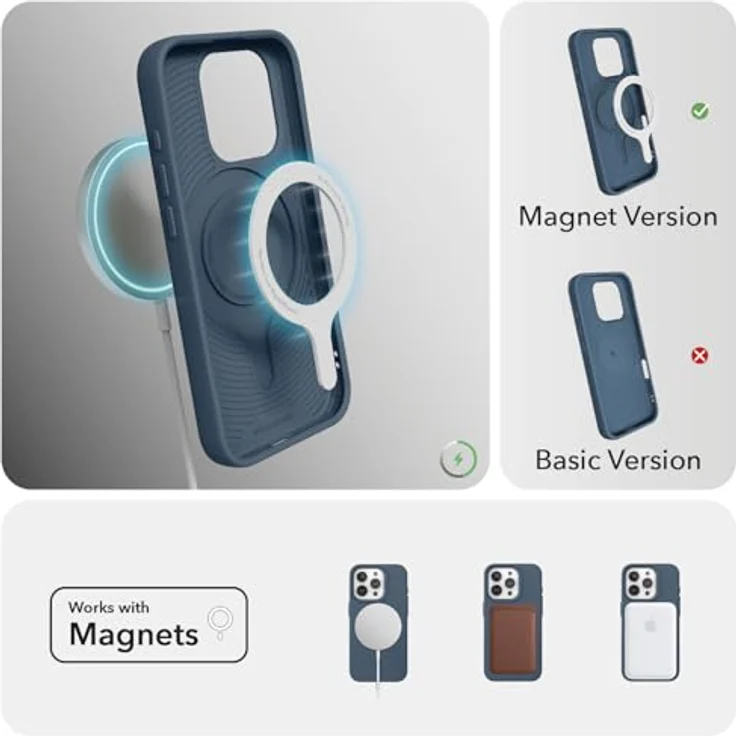 Woodcessories BioCase - Magnetische Handyhülle für iPhone 16 Pro kompatibel mit MagSafe, Hülle mit Magnet Navy blau - Nachhaltig aus Pflanzen – Bild 2