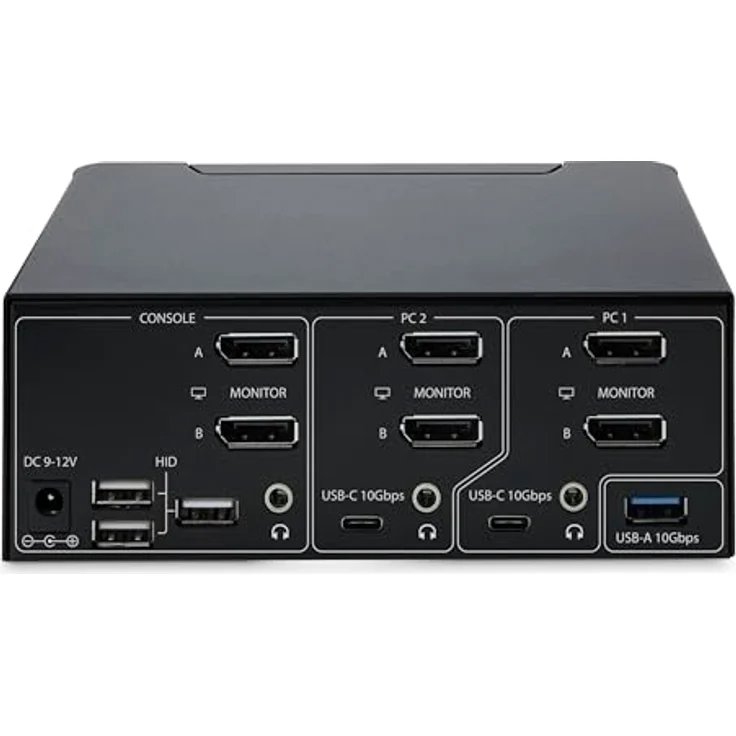 StarTech.com 2-Port Dual-Monitor DisplayPort KVM Switch, DP 1.4, 8K 60Hz / 4K 144Hz, 2X USB 3.2 10Gbps Ports, KVM Umschalter, Schwarz – Bild 4