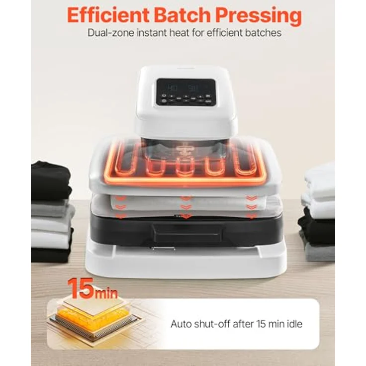 VEVOR automatische Hitzepresse AP-999, 38 x 38 cm T-Shirt-Presse mit digitaler Anzeige, automatischer Freigabe und einstellbarem Druck, Weiß – Bild 6