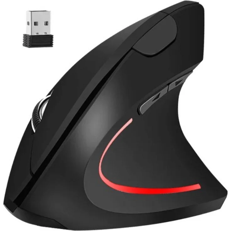 IZOXIS Vertikale Funkmaus mit kabelloser Freiheit, schwarz - Ergonomische vertikale Maus mit 6 Tasten, 2.4 GHz Verbindung, 800/1000/1200 DPI – Bild 1