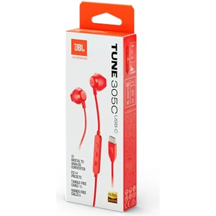 JBL Tune 305C Red USB-C Kopfhörer mit JBL Pure Bass Sound und 3-Tasten-Fernbedienung – Bild 4