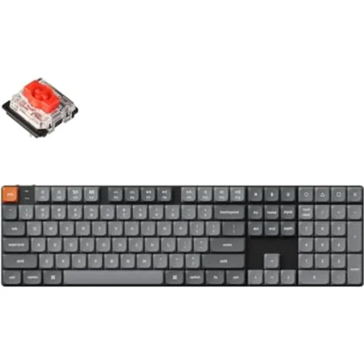 Keychron K5 Max, Ultraflache kabellose mechanische Tastatur mit QMK/VIA Programmierung, 3-Modus Bluetooth/2.4 GHz/Kabel, Low Profile Gateron Red Switch, PBT Tastenkappen, weiße LED