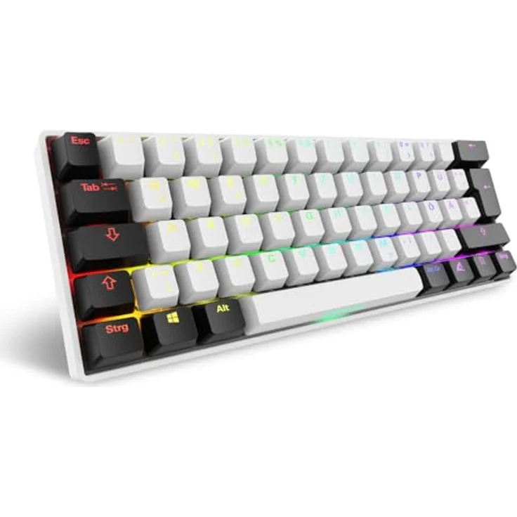 Sharkoon SKILLER SGK50 S4 Gen2, kompakte Gaming-Tastatur mit Gateron Yellow Switches und ergonomischem Design, weiss – Bild 1