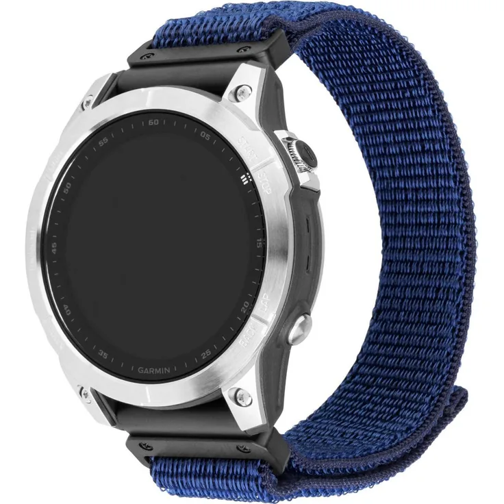 Fixed QuickFit Nylonarmband für Garmin, 26 mm, dunkelblau, atmungsaktives Nylon, Edelstahlmetallteile, verstellbar für Handgelenke 16–21 cm