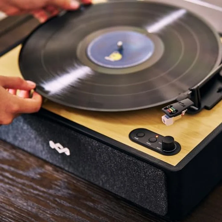 House of Marley Rise Up, Bluetooth Plattenspieler mit integrierten Lautsprechern, 3-Gang (33/45/78 U/min), Bambus-Finish, nachhaltige Materialien & Dust Cover – Bild 2
