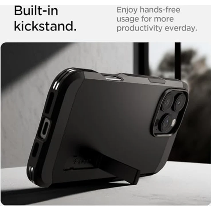 Spigen Tough Armor (AI) MagFit Hülle für iPhone 16 Pro Max, Kompatibel mit MagSafe Zubehör -Schwarz, Eckschutz, Magnet, Kickstand, doppelschichtig, TPU und Polykarbonat – Bild 5