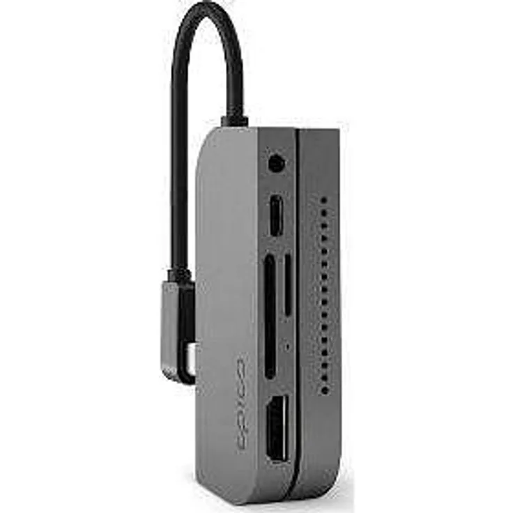 Epico USB 3.2 Gen 1 Type-C Hub, 60 W, HDMI 4K, SD/MicroSD Kartensteckplätze, Grau