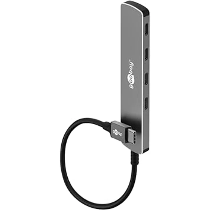 goobay USB C 3.2 Hub, 4xUSB-C Anschluss, SuperSpeed-Datenraten bis 5 Gbit/s, kompatibel mit Windows/Linux/macOS, kompakt und tragbar - 79160 – Bild 1