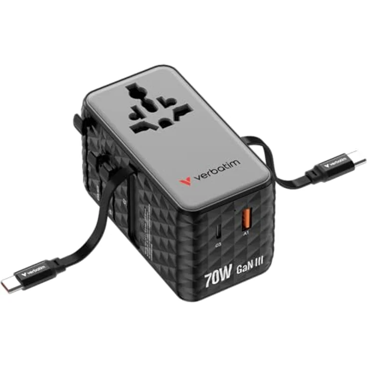 Verbatim Charge 'n' Travel 70W 2C, tragbares USB Ladegerät mit 2 USB-Ports, schwarz – Bild 1